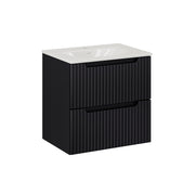 Meuble simple vasque encastrée 60cm 2 tiroirs Riva Noir