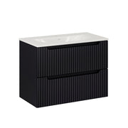 Meuble simple vasque encastrée 80cm 2 tiroirs Riva Noir