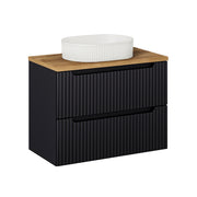 Meuble simple vasque 80cm 2 tiroirs Riva Noir et Bois