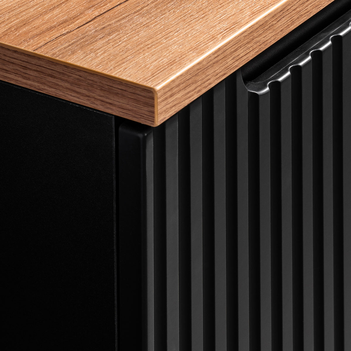 Meuble sous-vasque 120cm 4 tiroirs plan de toilette Riva Noir et Bois - vue 4