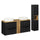 Ensemble meuble double vasque 140cm 4 tiroirs et colonne Riva Noir et Bois