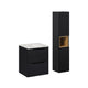 Ensemble meuble simple vasque encastrée 50cm 2 tiroirs et colonne Riva Noir et Bois
