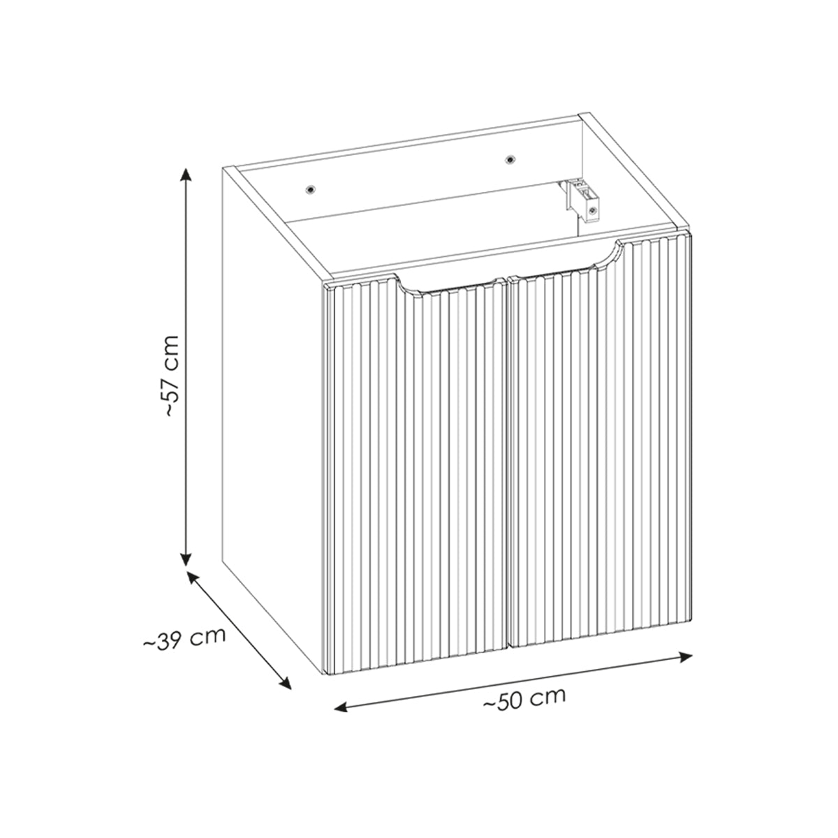 Meuble simple vasque 50cm 2 tiroirs Riva Blanc et Bois - vue 8