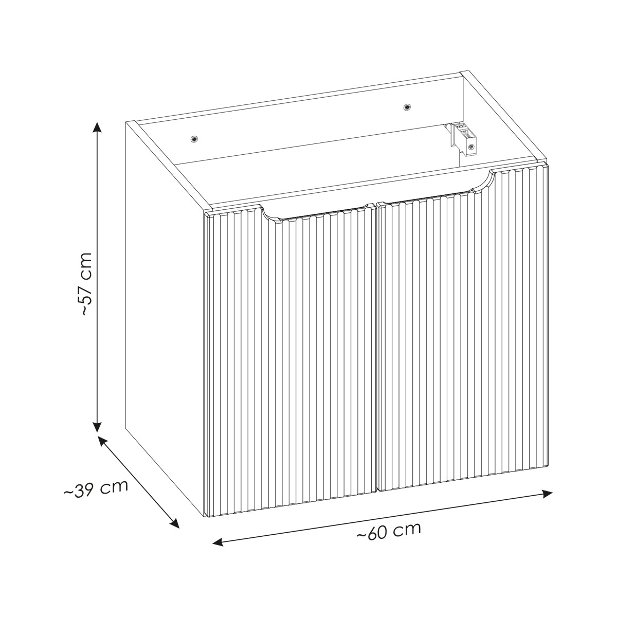 Ensemble meuble simple vasque encastrée 60cm 2 tiroirs et colonne Riva Blanc et Bois - vue 11