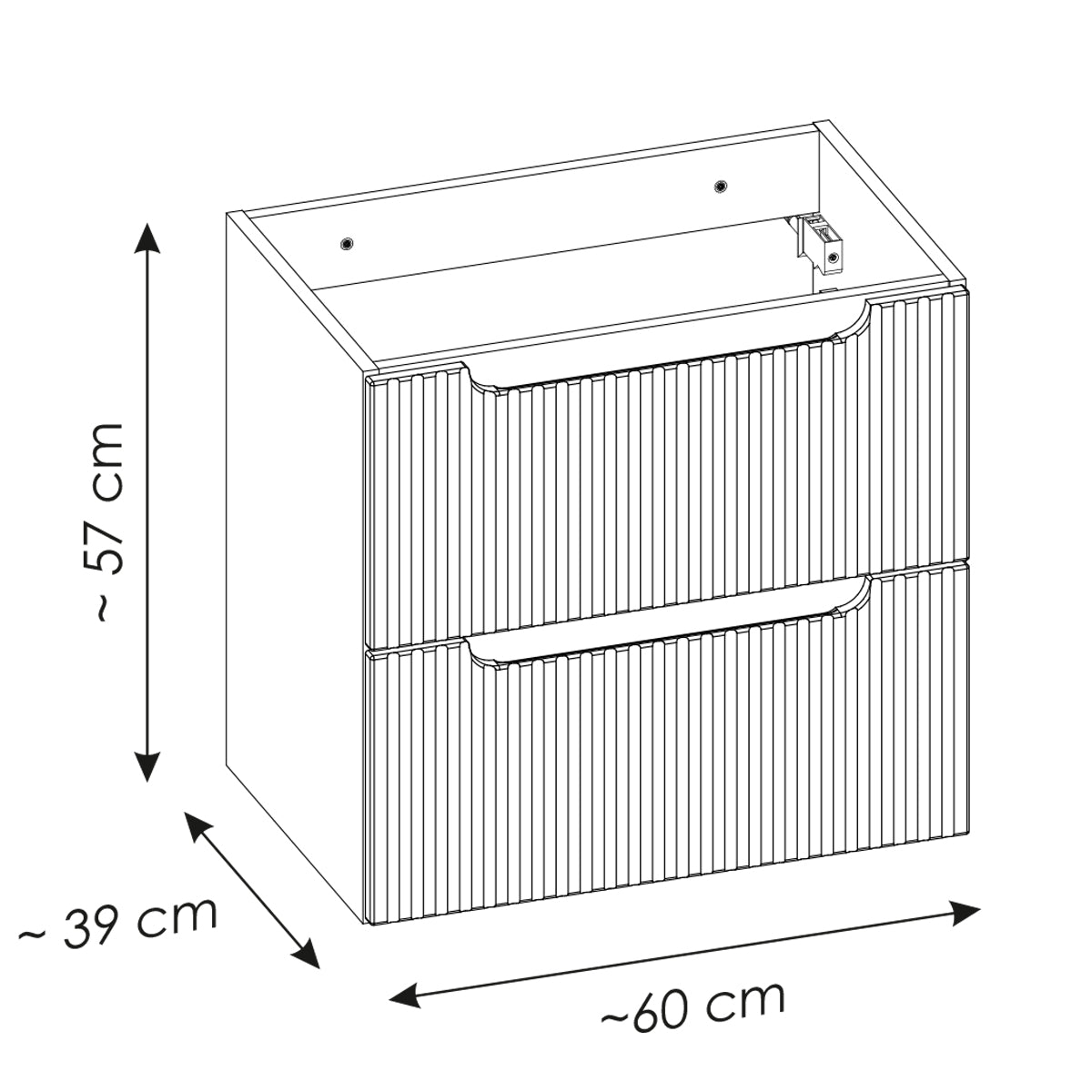 Meuble simple vasque encastrée 60cm 2 tiroirs Riva Blanc - vue 7