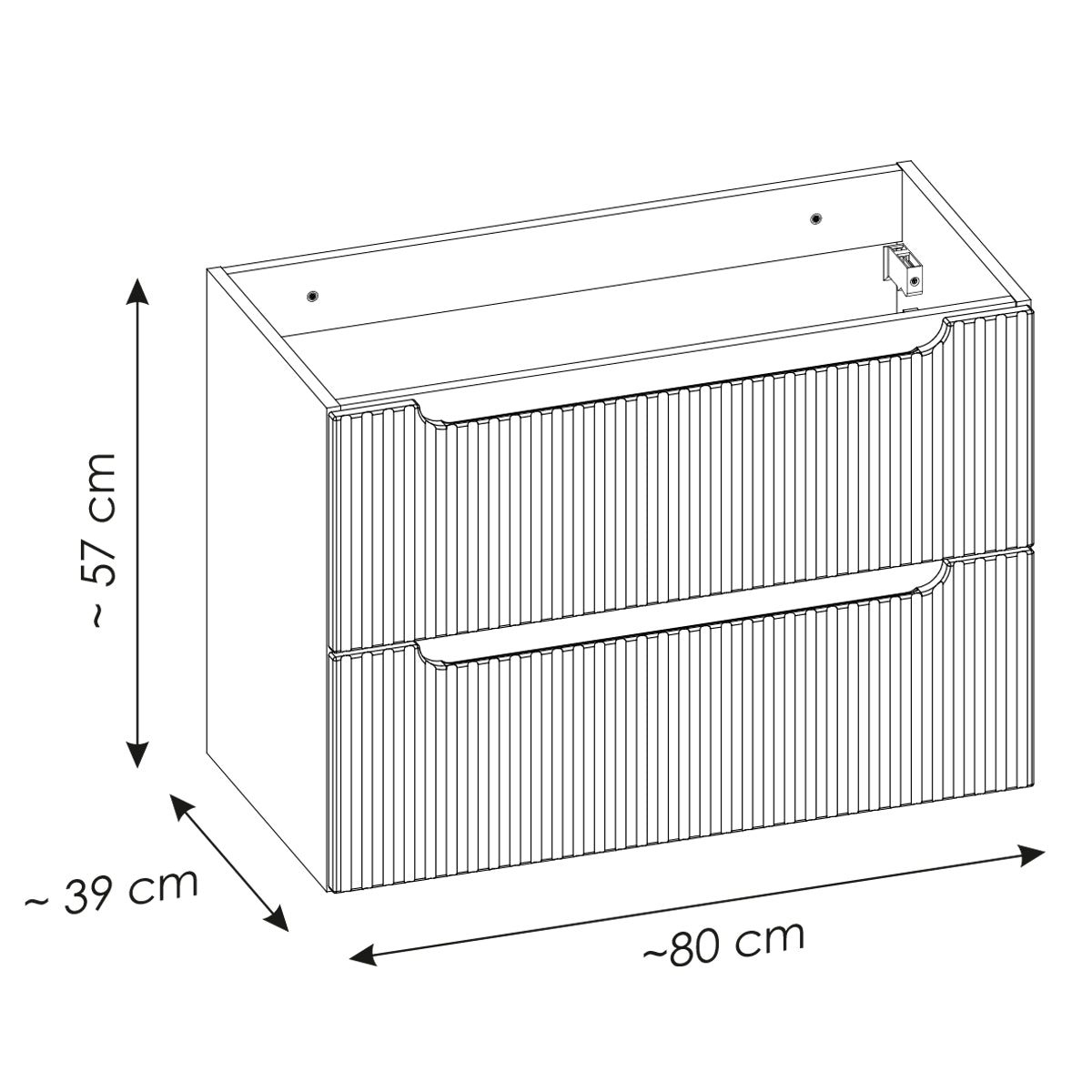 Ensemble meuble simple vasque encastrée 80cm 2 tiroirs et colonne Riva Blanc et Bois - vue 12