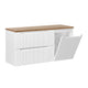 Meuble sous-vasque 120cm panier à linge 2 tiroirs Riva Blanc et Bois