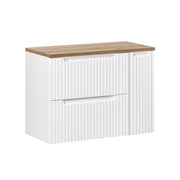 Meuble sous-vasque 80cm 2 tiroirs 1 porte Riva Blanc et Bois