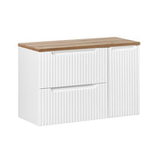 Meuble sous-vasque 90cm 2 tiroirs 1 porte Riva Blanc et Bois