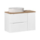 Meuble simple vasque 90cm 2 tiroirs 1 porte Riva Blanc et Bois
