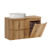 Meuble simple vasque 100cm panier à linge Riva Bois
