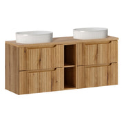 Meuble double vasque 140cm 4 tiroirs 2 niches Riva Bois