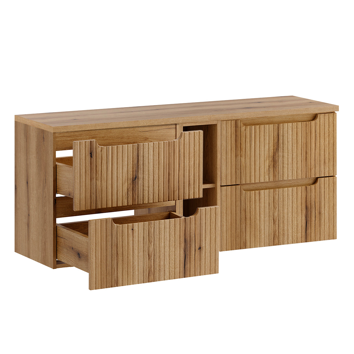 Meuble sous-vasque 140cm 4 tiroirs 2 niches Riva Bois - vue 2