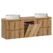 Meuble double vasque 160cm panier à linge Riva Bois