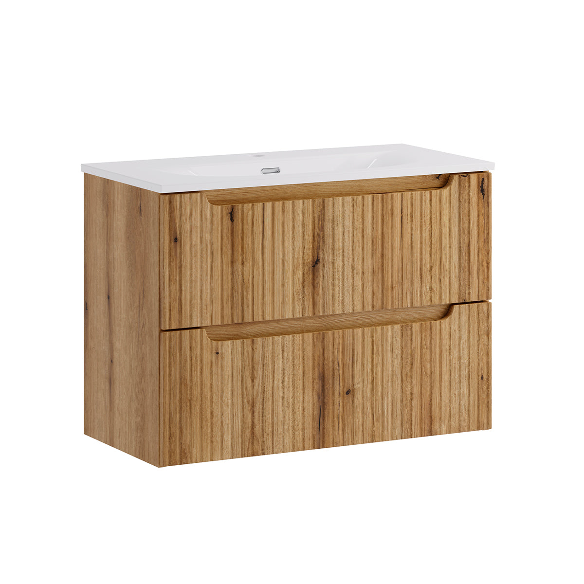 Meuble simple vasque encastrée 80cm 2 tiroirs Riva Bois