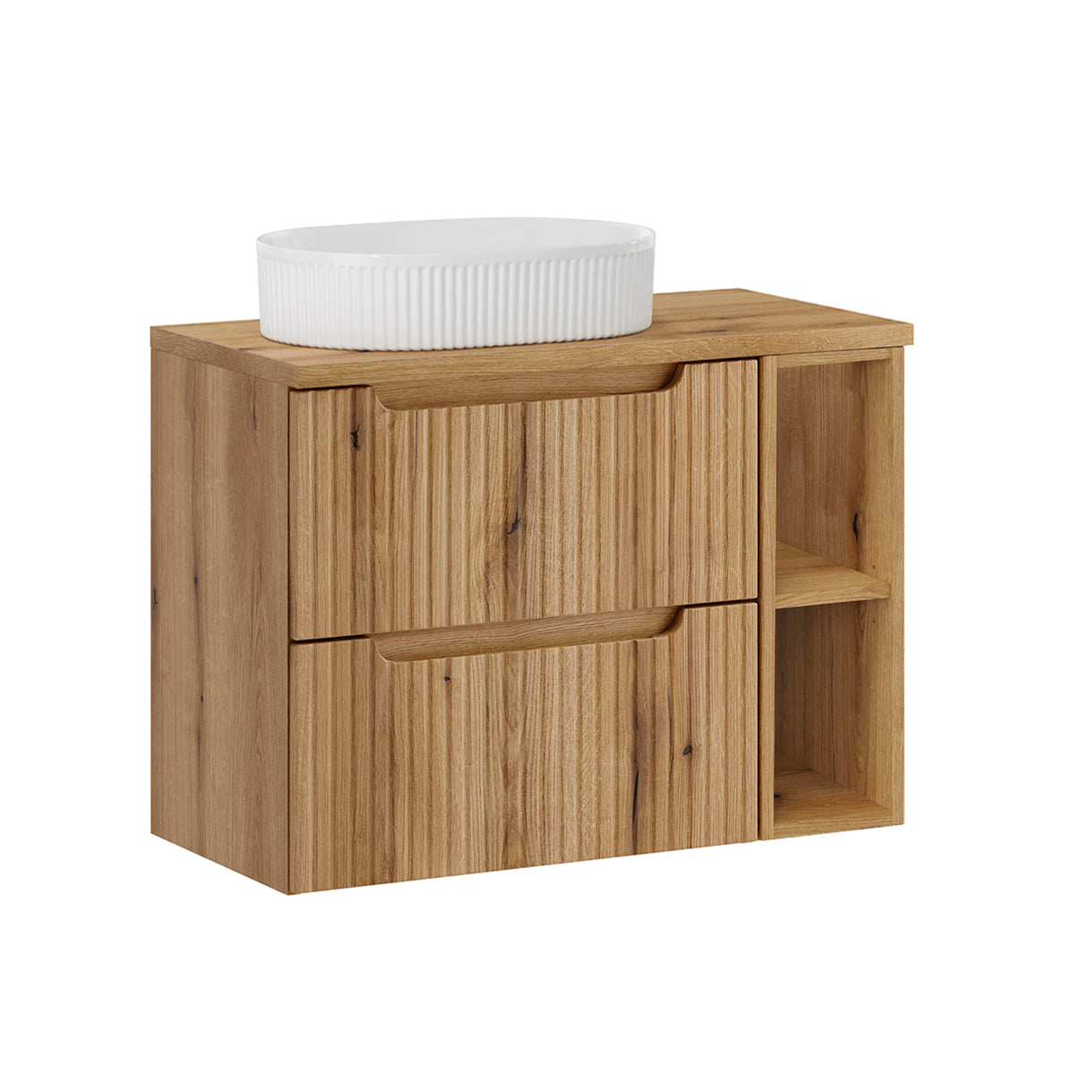 Meuble simple vasque 80cm 2 tiroirs 2 niches Riva Bois