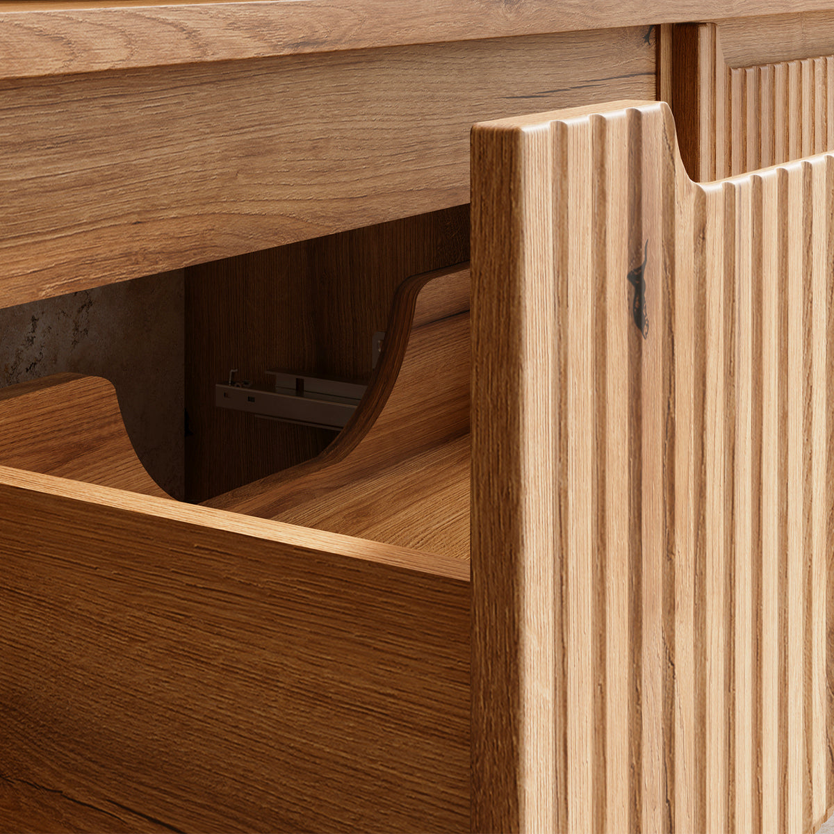 Meuble simple vasque 80cm 2 tiroirs 2 niches Riva Bois - vue 5