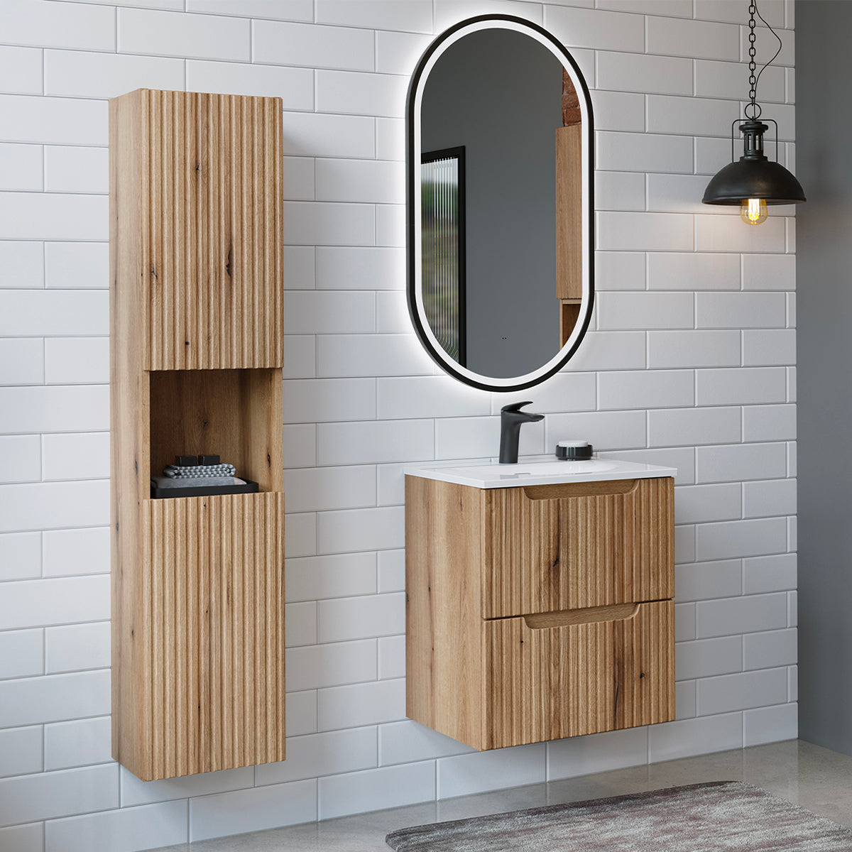 Meuble sous-vasque 50cm 2 tiroirs Riva Bois - vue 7