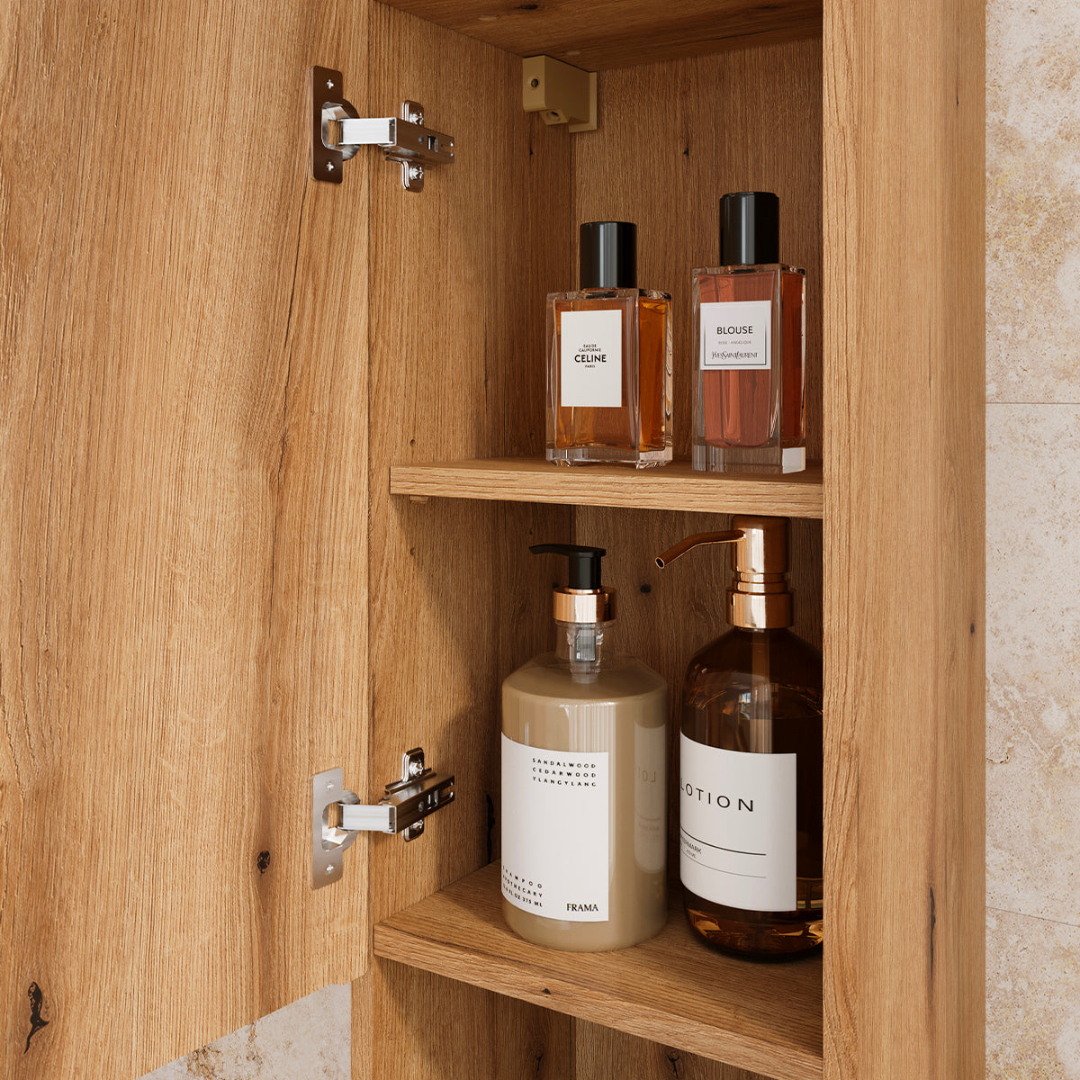 Ensemble meuble double vasque 160cm panier à linge et colonne Riva Bois - vue 10