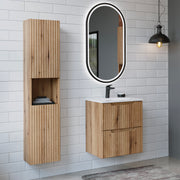 Ensemble meuble simple vasque encastrée 50cm 2 tiroirs et colonne Riva Bois