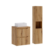 Ensemble meuble simple vasque 50cm 2 tiroirs et colonne Riva Bois