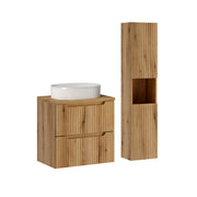 Ensemble meuble simple vasque 60cm 2 tiroirs et colonne Riva Bois