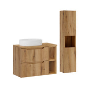 Ensemble meuble simple vasque 80cm 2 tiroirs 2 niches et colonne Riva Bois