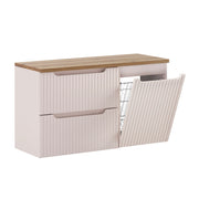 Meuble sous-vasque 100cm panier à linge 2 tiroirs Riva Cachemire et Bois