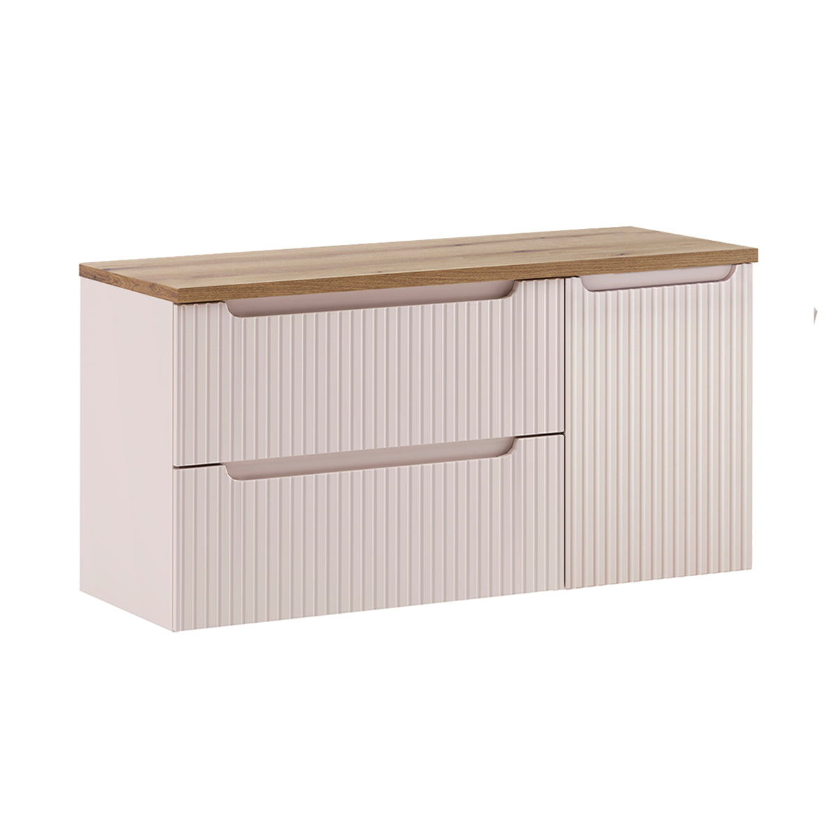 Meuble sous-vasque 120cm panier à linge 2 tiroirs Riva Cachemire et Bois - vue 2