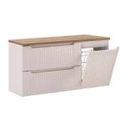 Meuble sous-vasque 120cm panier à linge 2 tiroirs Riva Cachemire et Bois