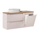 Meuble simple vasque 120cm panier à linge 2 tiroirs Riva Cachemire et Bois
