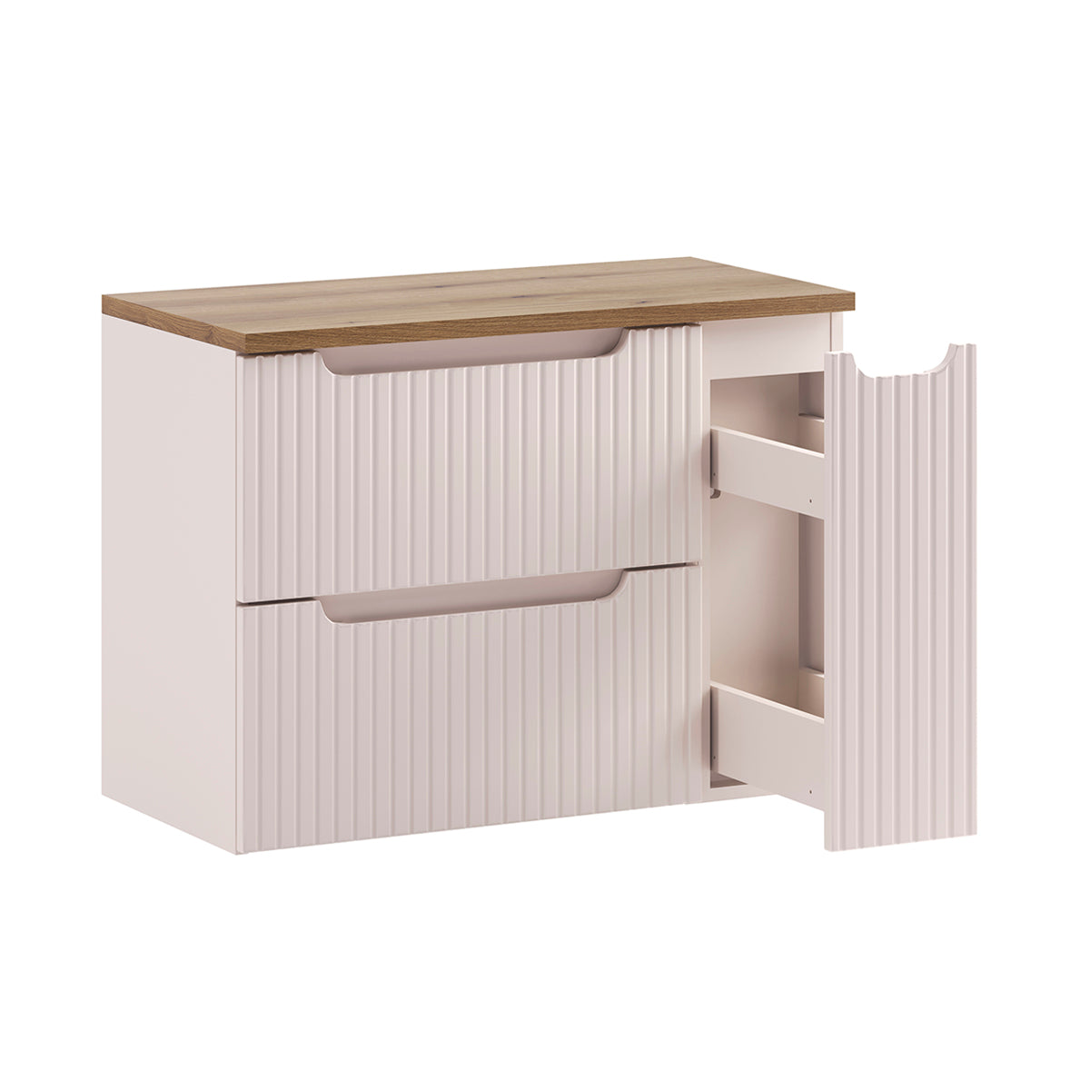 Meuble sous-vasque 80cm 3 tiroirs Riva Cachemire et Bois - vue 2