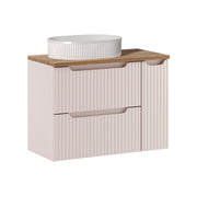 Meuble simple vasque 80cm 3 tiroirs Riva Cachemire et Bois