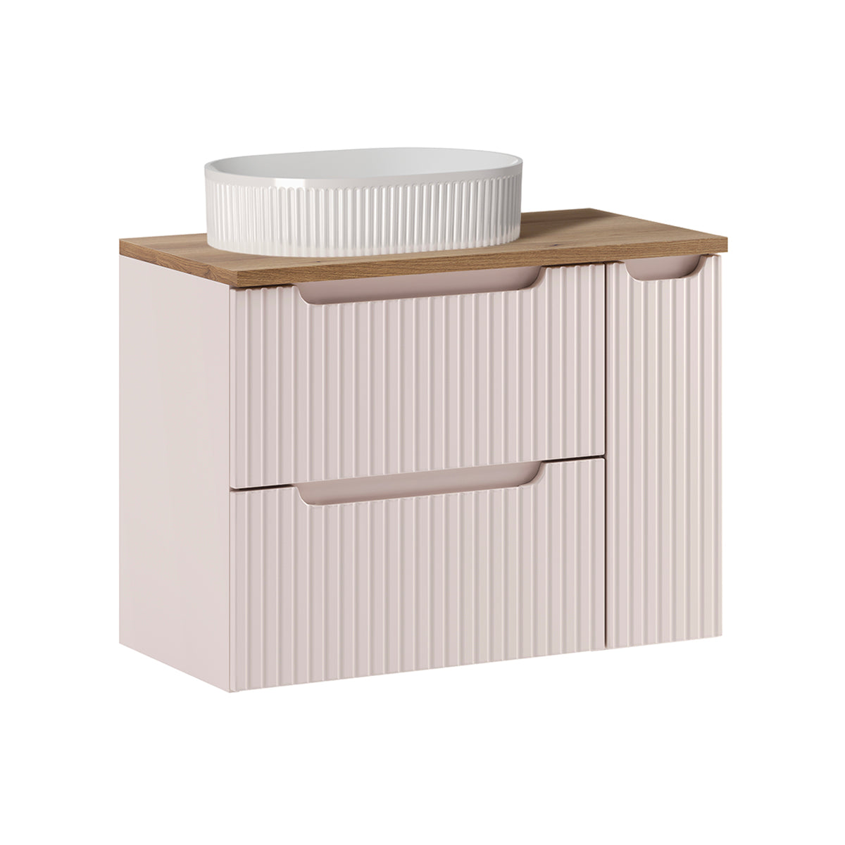 Meuble simple vasque 80cm 3 tiroirs Riva Cachemire et Bois
