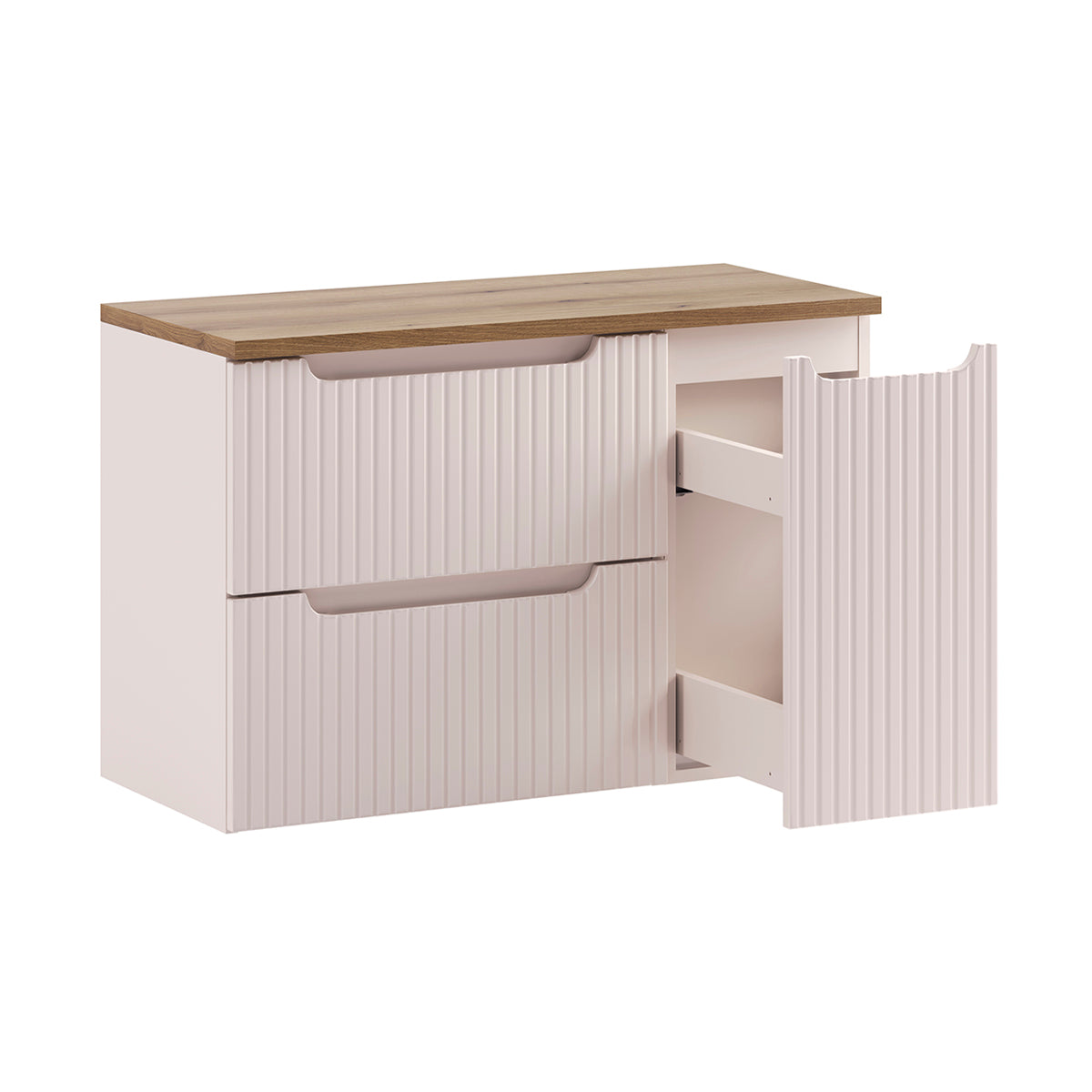 Meuble sous-vasque 90cm 3 tiroirs Riva Cachemire et Bois - vue 2