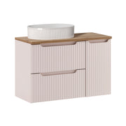 Meuble simple vasque 90cm 3 tiroirs Riva Cachemire et Bois