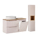 Ensemble meuble simple vasque 100cm panier à linge 2 tiroirs et colonne Riva Cachemire et Bois