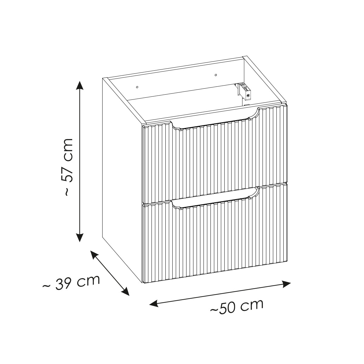 Meuble simple vasque encastrée 50cm 2 tiroirs Riva Bois - vue 8