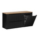 Meuble sous-vasque 120cm panier à linge 2 tiroirs Riva Noir et Bois