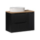 Meuble simple vasque 80cm 2 tiroirs 1 porte Riva Noir et Bois