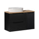 Meuble simple vasque 90cm 2 tiroirs 1 porte Riva Noir et Bois