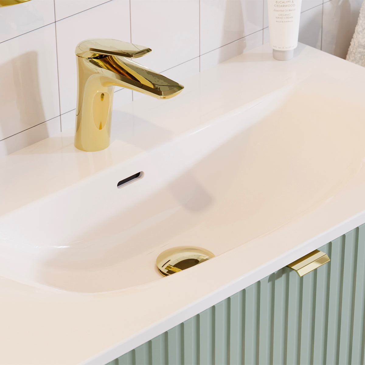 Ensemble meuble simple vasque encastrée 80cm 2 tiroirs et colonne Riva Bois - vue 9