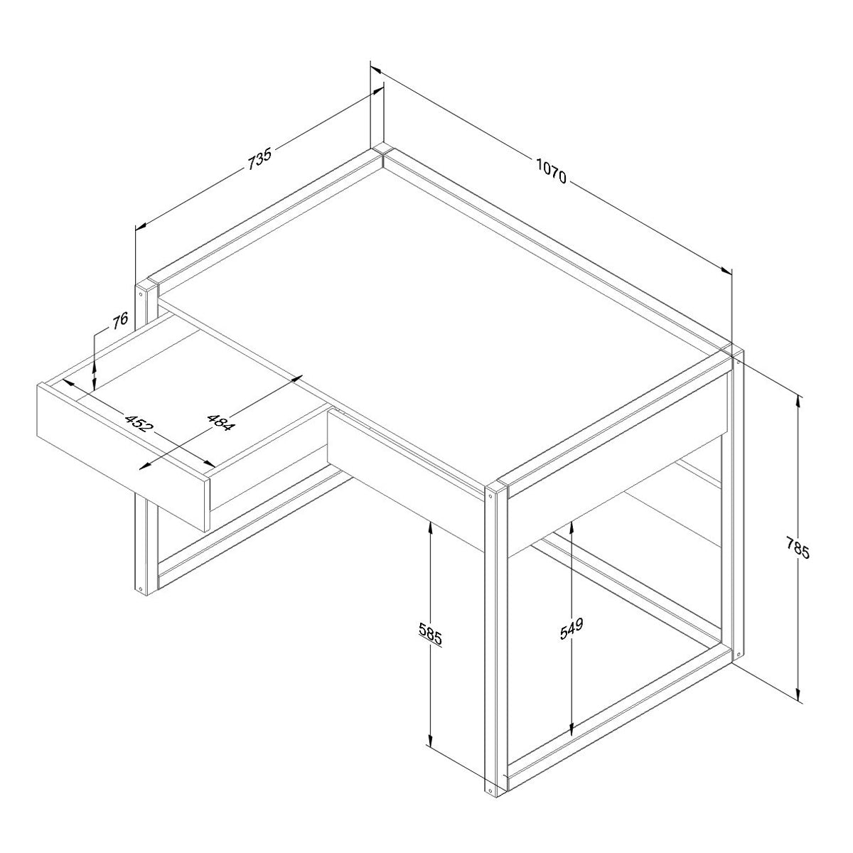 Bureau 2 tiroirs Wood Luck Romy - Blanc - vue 4