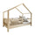 Lit cabane 90x200 barrière et sommier inclus pieds 10 cm Rosalie Bois