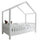 Lit cabane 90x200 barrière et sommier inclus pieds 10 cm Roxane Blanc