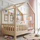 Lit cabane 80x160 barrière et sommier inclus pieds 10 cm Roxane Bois