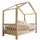 Lit cabane 90x200 barrière et sommier inclus pieds 10 cm Roxane Bois