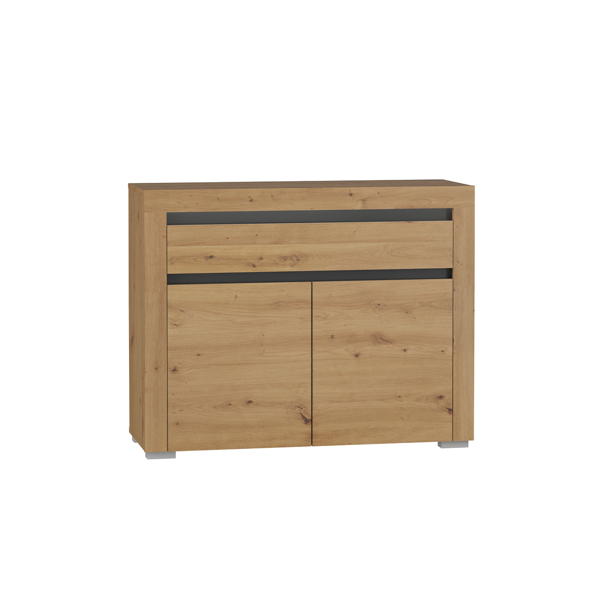 Buffet 2 portes 1 tiroir LED inclus Kasla Bois et Anthracite