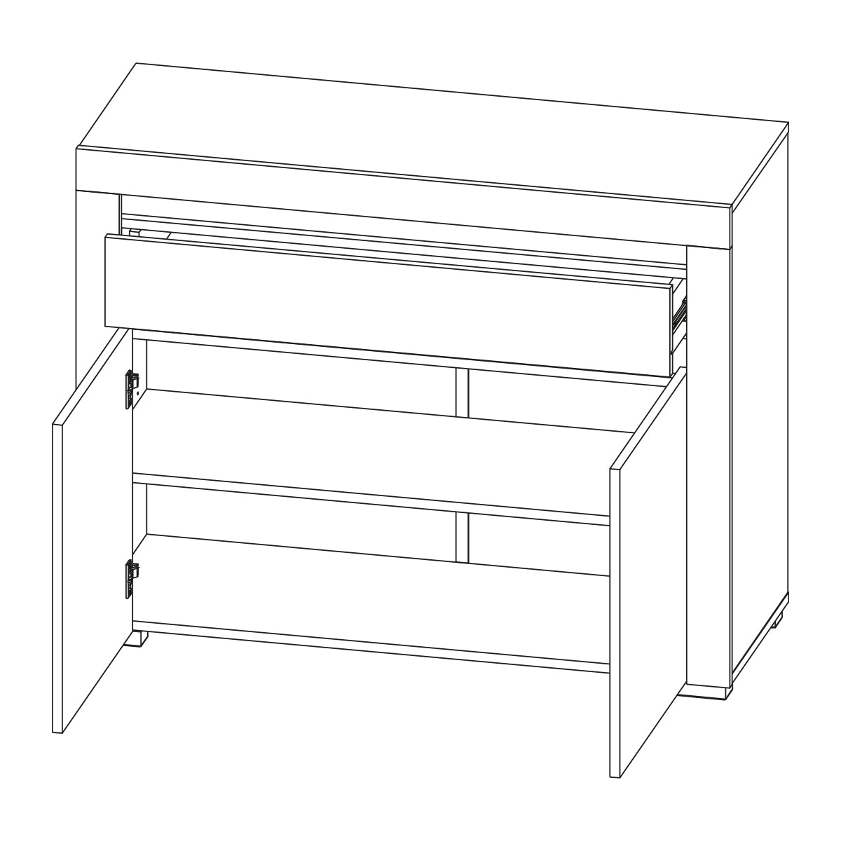 Buffet 2 portes 1 tiroir LED inclus Kasla Bois et Anthracite - vue 4