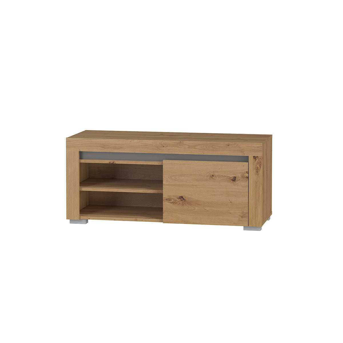 Meuble TV 1 porte 106 cm LED inclus Kasla Bois et Anthracite